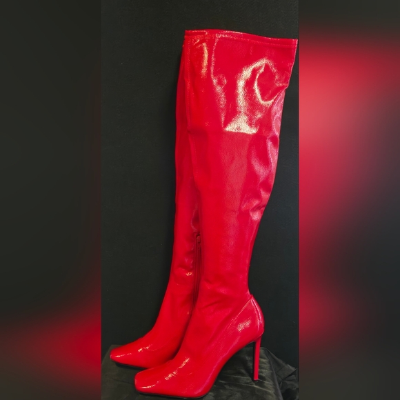 INC International Concepts Red Over-the-Knee Boots - Picture 2 of 6